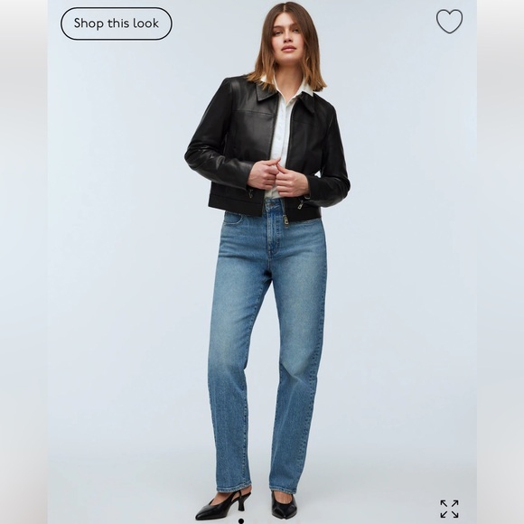 Madewell Shrunken Zip-Front Jacket in Leather size 0 NWT - Picture 2 of 8